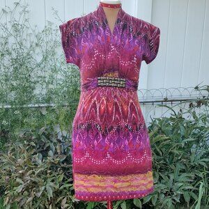 Bright, Bold Border Printed Knit Dress, Size Small by As U Wish